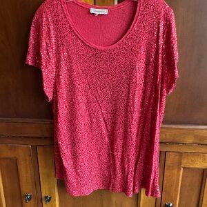 Red Sequin Women's scoop neck Top